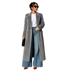 Gray Faux Fur Coat Women Luxury Soft Plush Jacket Elegant Outerwear